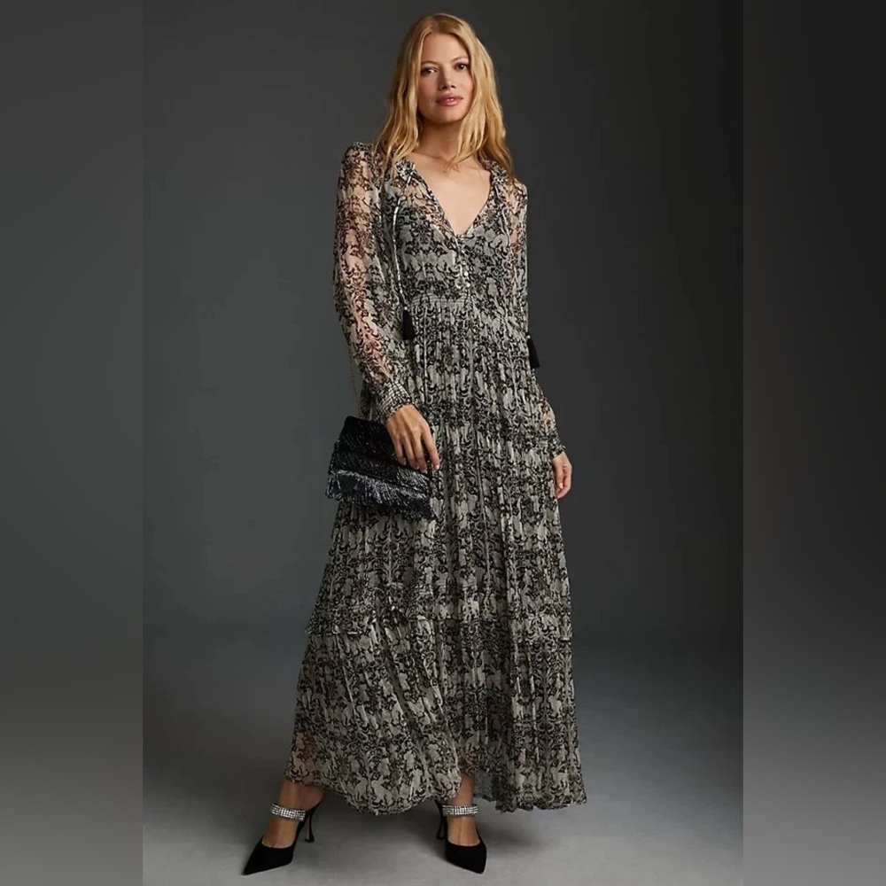 Anthropologie Marais Chiffon Maxi Dress
